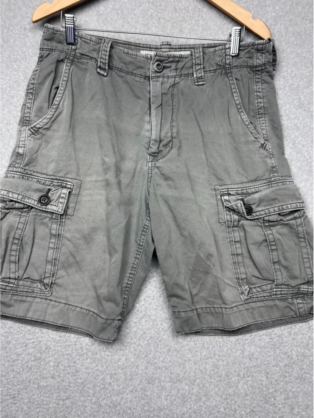 American Eagle Men Cargo Shorts 32 Gray Classic Length Y2K Grunge Skater Utility